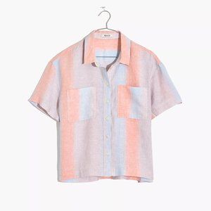 Madewell Linen Beachside Shirt in Ombré Stripe XS